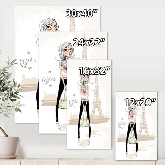 Designart - Cute Girl By The Tour Eiffel In Paris